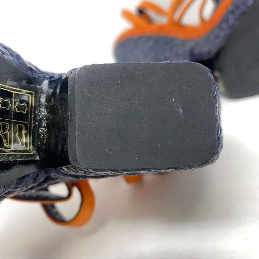 ❤️Balenciaga Paris  Orange Espadrille Wedge Strappy Sandals.  EUC.  Studded - Picture 7 of 11